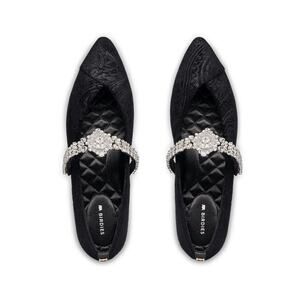 NWT Birdies Goldfinch Black Silver Crystal Embellished Maryjanes Holiday 8.5